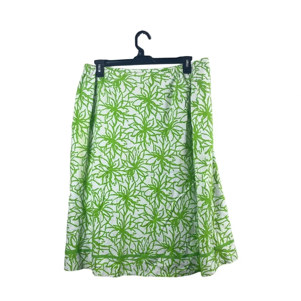 Women's Green Floral Cato Linen Blend Skirt 18/20